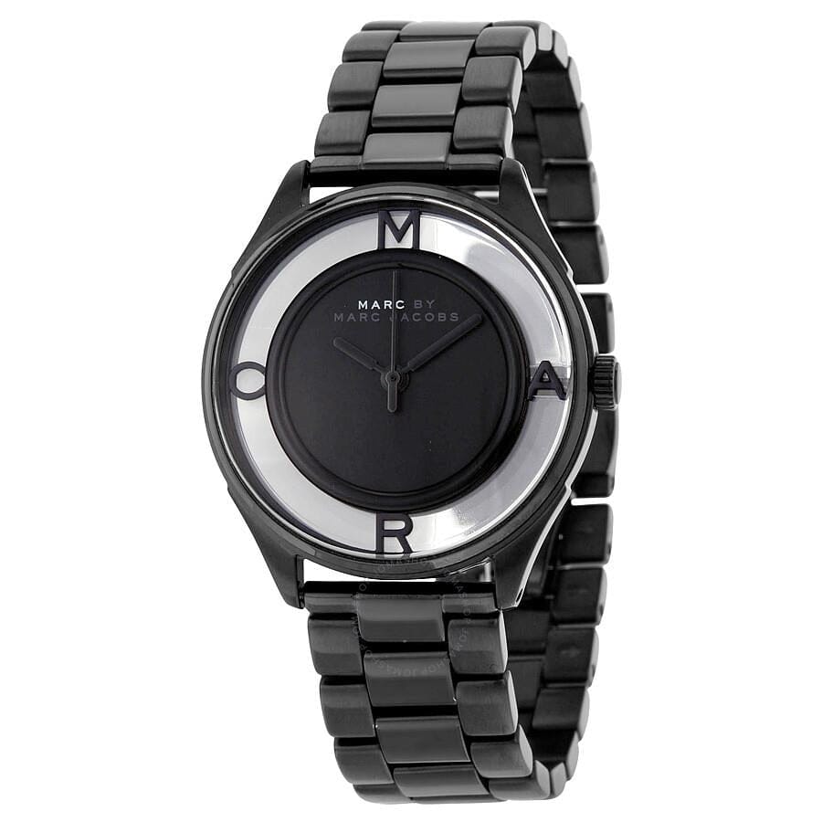 Marc Jacobs Tether Transparent Black Dial Black Steel Strap Watch for Women - MBM3415