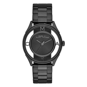 Marc Jacobs Tether Transparent Black Dial Black Steel Strap Watch for Women - MBM3415