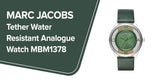 Marc Jacobs Tether Transparent Green Dial Green Leather Strap Watch for Women - MBM1378