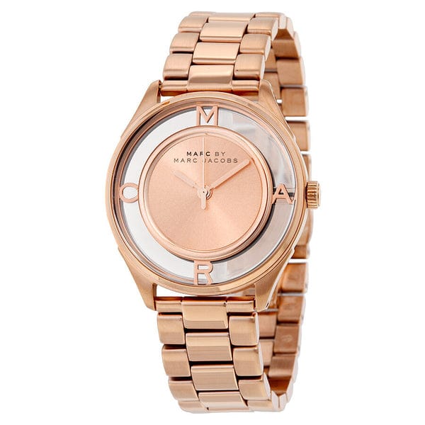 Marc Jacobs Tether Transparent Rose Gold Dial Rose Gold Steel Strap Watch for Women - MBM3414