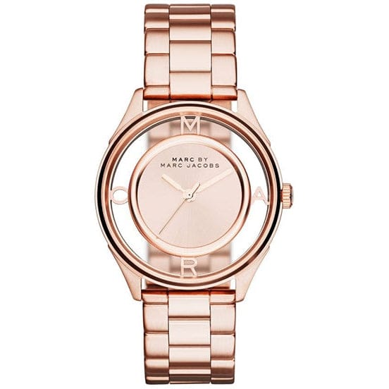 Marc Jacobs Tether Transparent Rose Gold Dial Rose Gold Steel Strap Watch for Women - MBM3414
