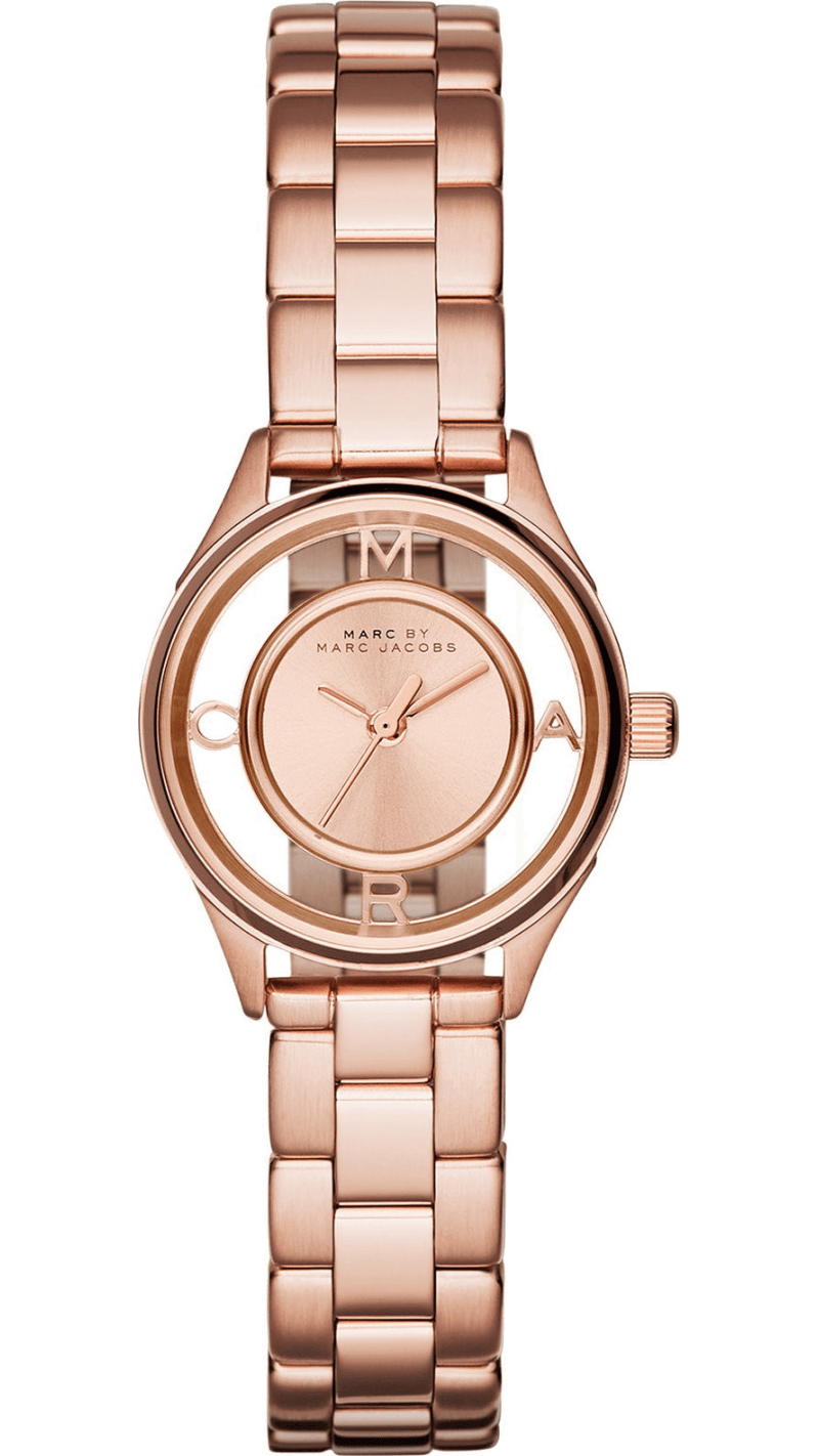 Marc Jacobs Tether Transparent Rose Gold Dial Rose Gold Steel Strap Watch for Women - MBM3417