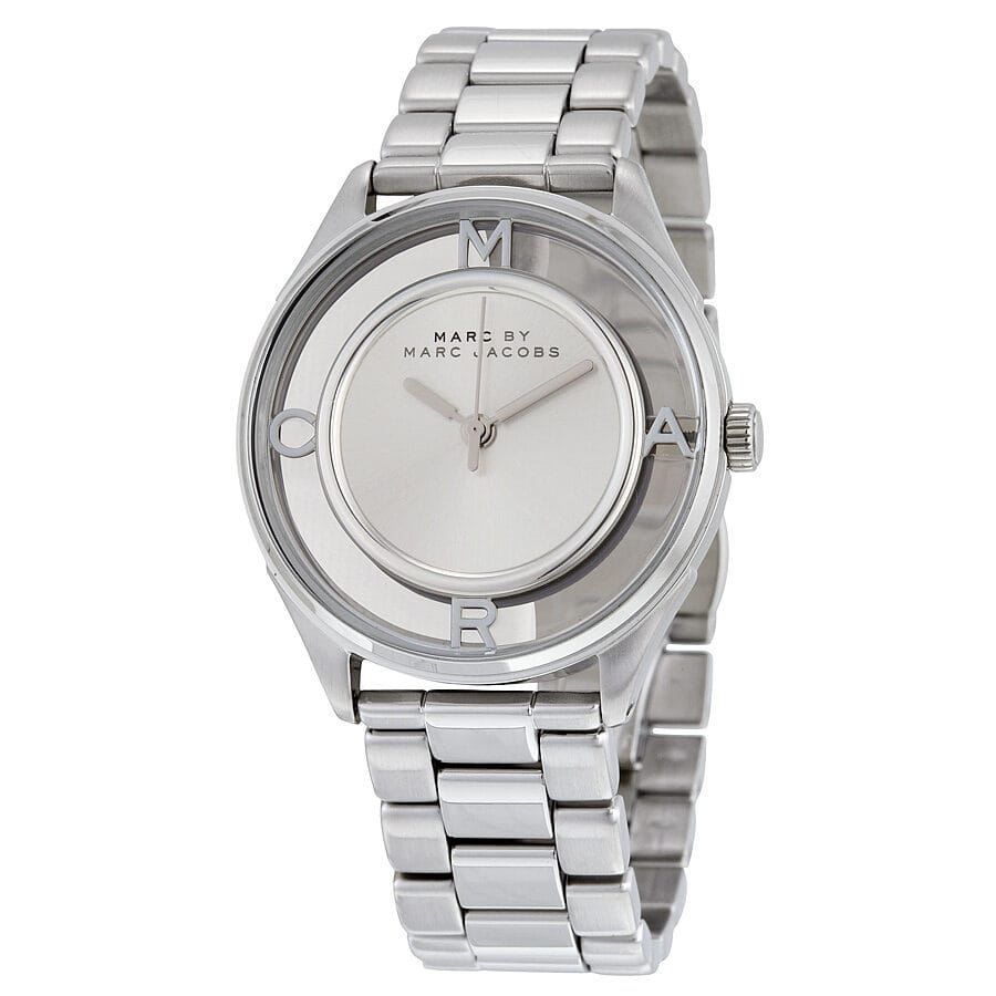 Marc Jacobs Tether Transparent Silver Dial Silver Steel Strap Watch for Women - MBM3412