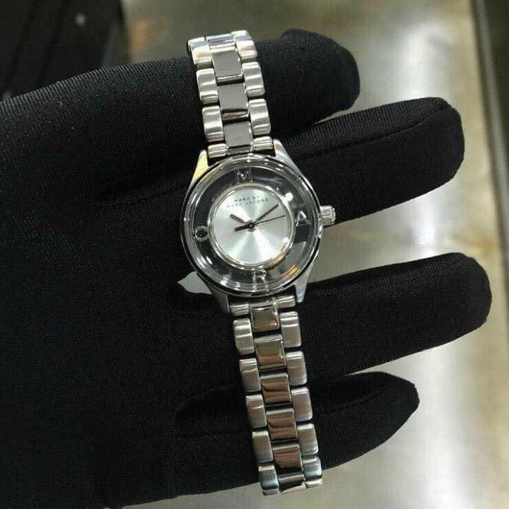 Marc Jacobs Tether Transparent Silver Dial Silver Steel Strap Watch for Women - MBM3416