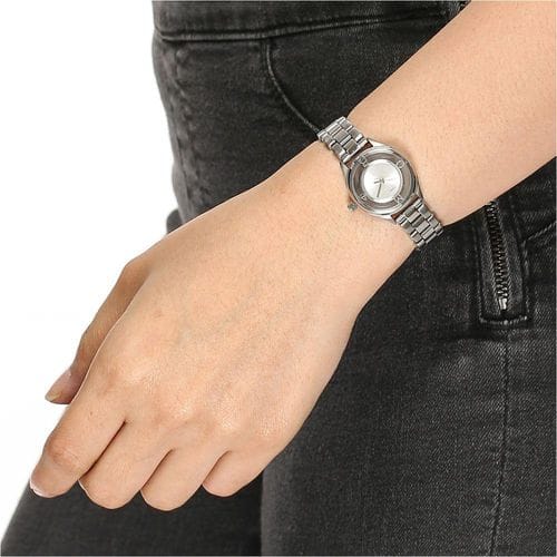 Marc Jacobs Tether Transparent Silver Dial Silver Steel Strap Watch for Women - MBM3416