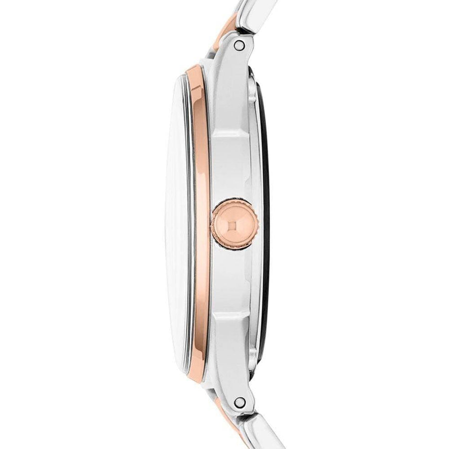 Marc Jacobs Tether Transparent White Dial Two Tone Steel Strap Watch for Women - MBM3436