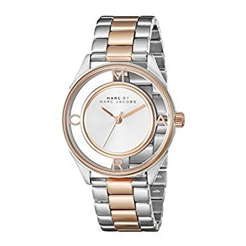 Marc Jacobs Tether Transparent White Dial Two Tone Steel Strap Watch for Women - MBM3436