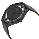 Marc Jacobs Tether Transparent Black Dial Black Leather Strap Watch for Women - MBM1379
