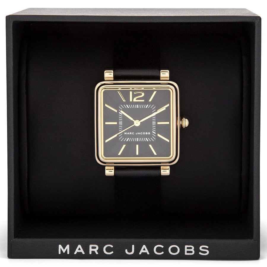 Marc Jacobs Vic Black Dial Black Leather Strap Watch for Women - MJ1522