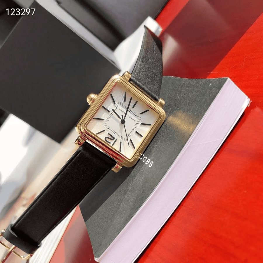 Marc Jacobs Vic Silver Dial Black Leather Strap Watch for Women - MJ1437