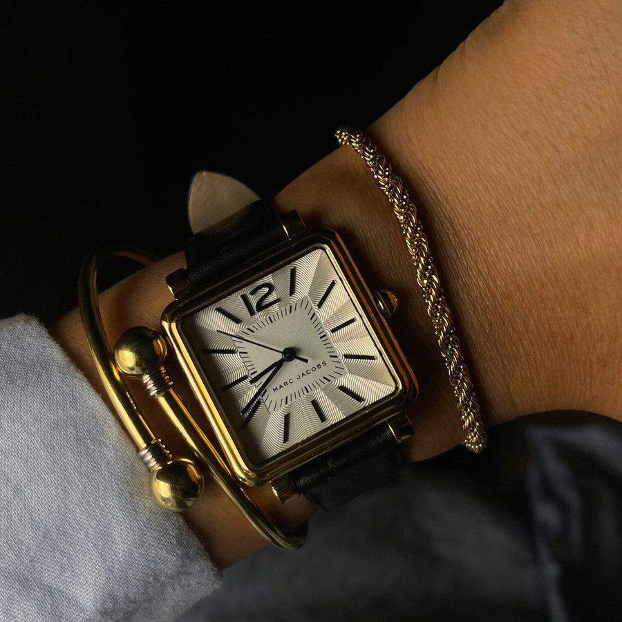 Marc Jacobs Vic Silver Dial Black Leather Strap Watch for Women - MJ1437