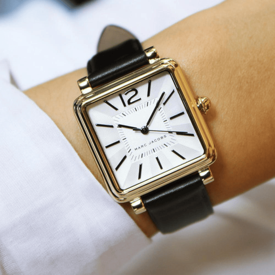 Marc Jacobs Vic Silver Dial Black Leather Strap Watch for Women - MJ1437