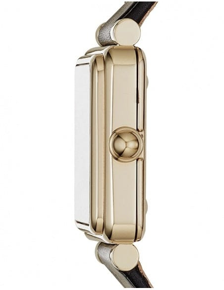 Marc Jacobs Vic Silver Dial Black Leather Strap Watch for Women - MJ1437