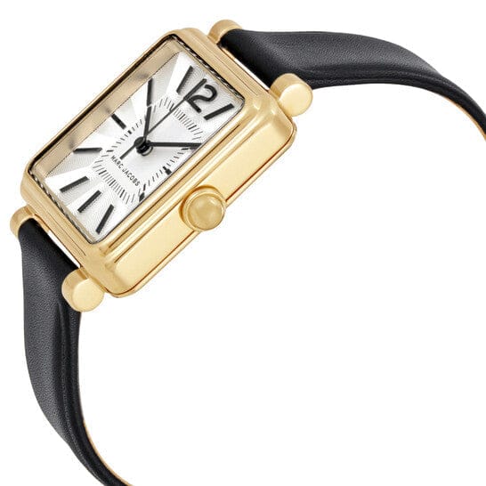Marc Jacobs Vic Silver Dial Black Leather Strap Watch for Women - MJ1437