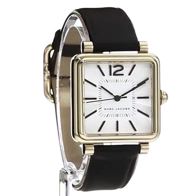 Marc Jacobs Vic Silver Dial Black Leather Strap Watch for Women - MJ1437