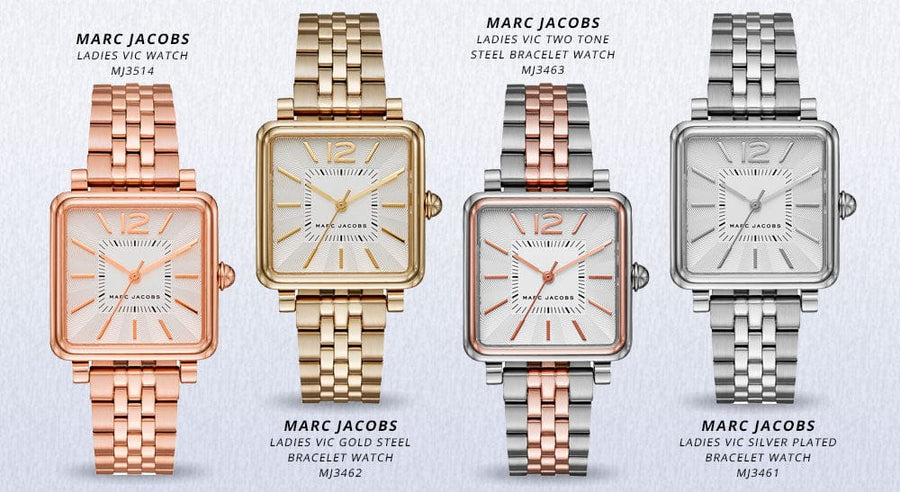 Marc Jacobs Vic Silver Dial Gold Steel Strap Watch for Women - MJ3462