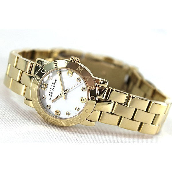 Marc Jacobs Mini Amy White Dial Gold Steel Strap Watch for Women - MBM3057