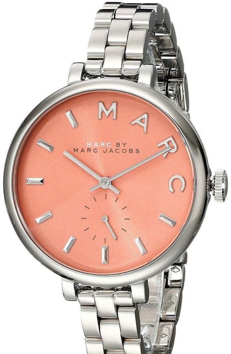Marc Jacobs Sally Orange Dial Silver Steel Strap Watch for Women - MBM3365