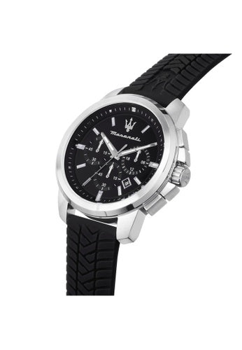 Maserati Successo Chronoraph Black Dial Black Silicon Strap Watch For Men - R8871621014