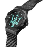 Maserati Potenza Aqua Edition Black Dial Black Mesh Bracelet Watch For Men - R8853144002