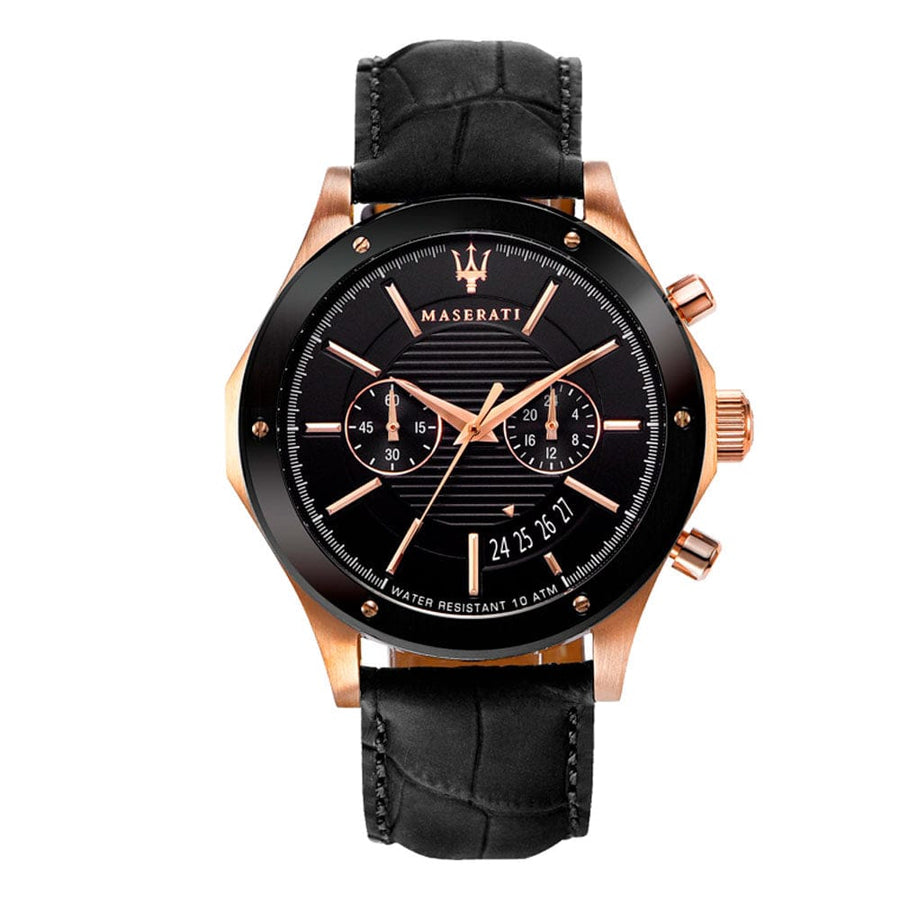 Maserati Circuito Black Dial Black Leather Strap Watch For Men - R8871627001