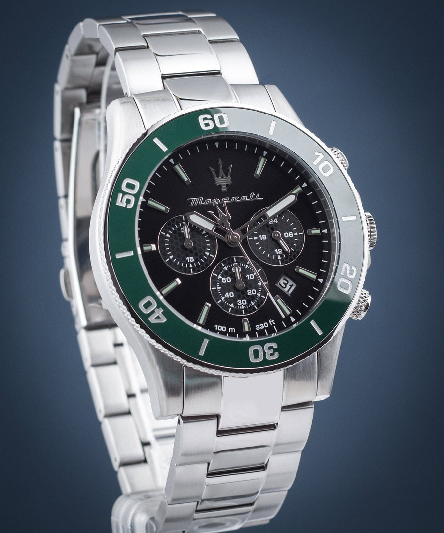 Maserati Competizione Chronograph Black Dial Silver Steel Strap Watch For Men - R8873600008