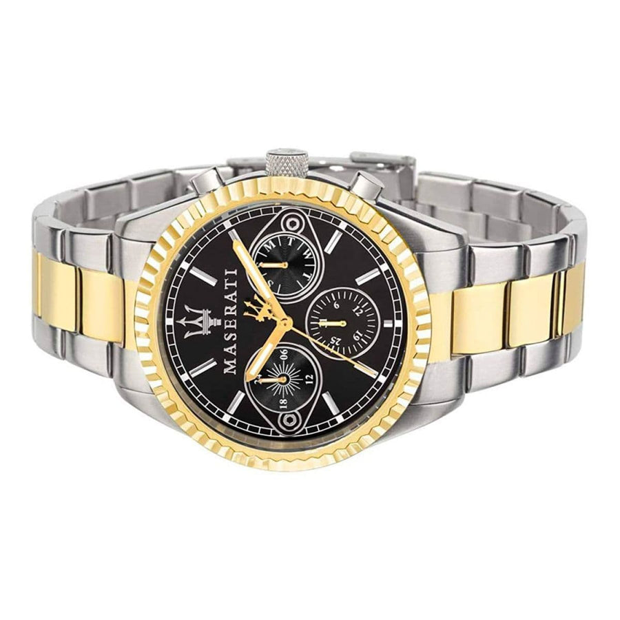 Maserati Competizione Chronograph Black Dial Two Tone Steel Strap Watch For Men - R8853100016