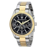 Maserati Competizione Chronograph Black Dial Two Tone Steel Strap Watch For Men - R8853100016