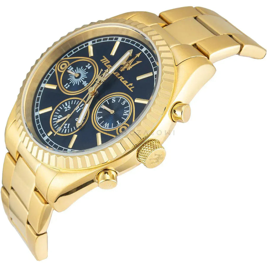 Maserati Competizione Chronograph Blue Dial Gold Steel Strap Watch For Men - R8853100026