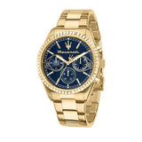 Maserati Competizione Chronograph Blue Dial Gold Steel Strap Watch For Men - R8853100026