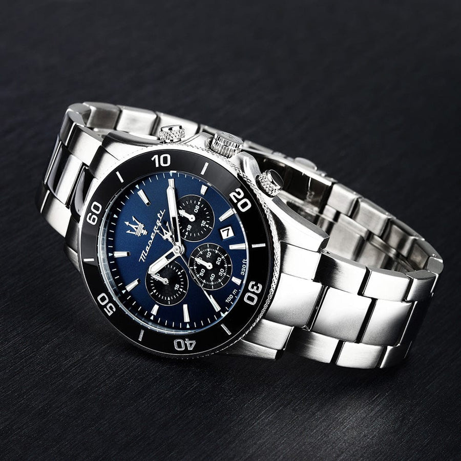 Maserati Competizione Chronograph Blue Dial Silver Steel Strap Watch For Men - R8873600009