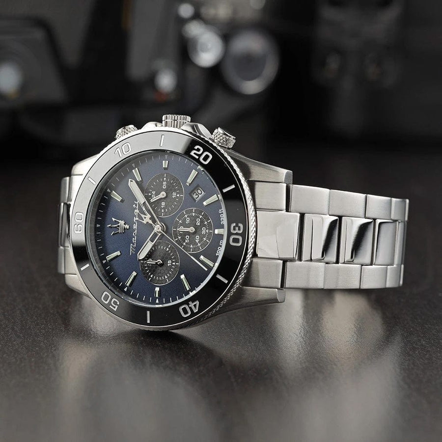 Maserati Competizione Chronograph Blue Dial Silver Steel Strap Watch For Men - R8873600009