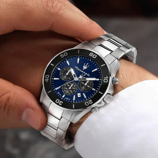Maserati Competizione Chronograph Blue Dial Silver Steel Strap Watch For Men - R8873600009