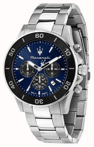 Maserati Competizione Chronograph Blue Dial Silver Steel Strap Watch For Men - R8873600009