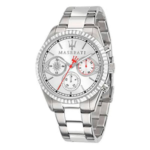 Maserati Competizione Chronograph White Dial Silver Steel Strap Watch For Men - R8853100017