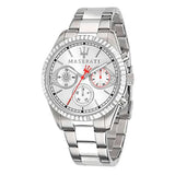 Maserati Competizione Chronograph White Dial Silver Steel Strap Watch For Men - R8853100017