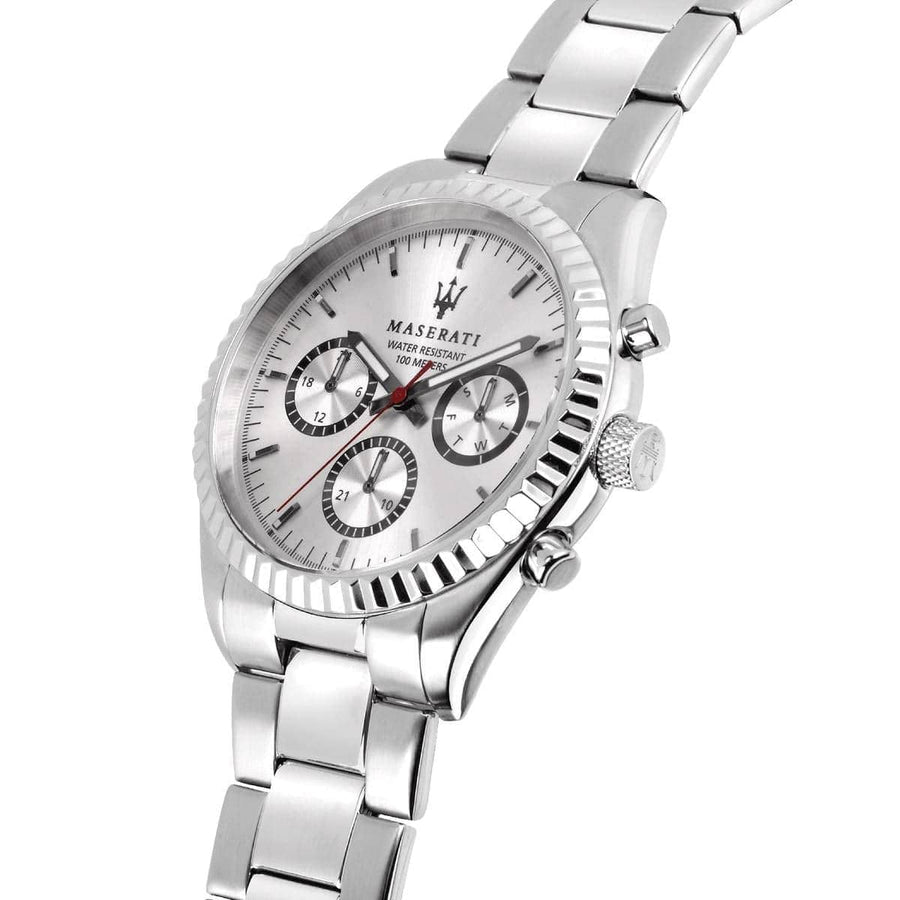 Maserati Competizione Silver Dial Silver Steel Strap Watch For Men - R8853100018