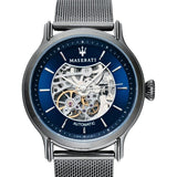Maserati Epoca Automatic Skeleton Blue Dial Mesh Bracelet Watch For Men - R8823118002