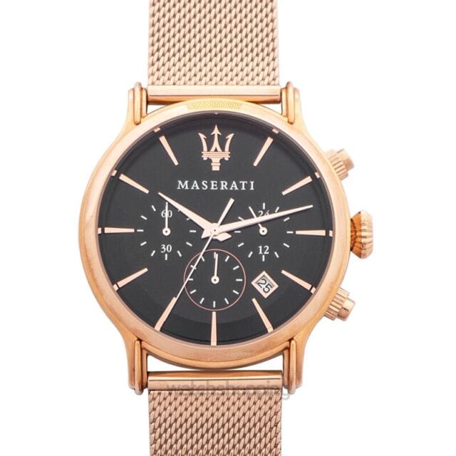 Maserati Epoca Black Dial Gold Mesh Bracelet Watch For Men - R8873618005