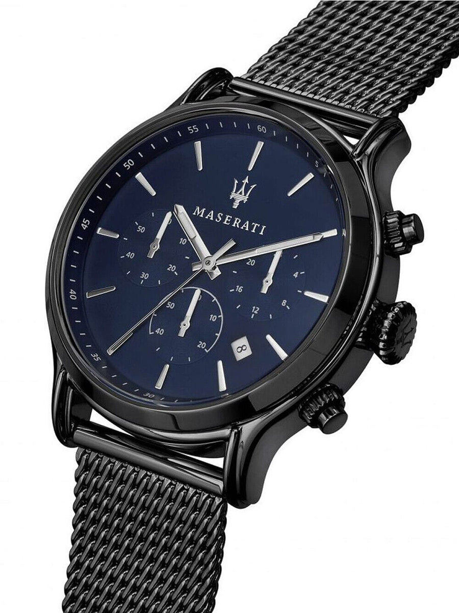 Maserati Epoca Black Edition Blue Dial Black Mesh Bracelet Watch For Men - R8873618008