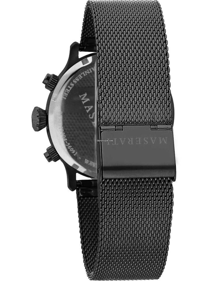 Maserati Epoca Chronograph Black Dial Black Mesh Strap Watch For Men - R8873618013