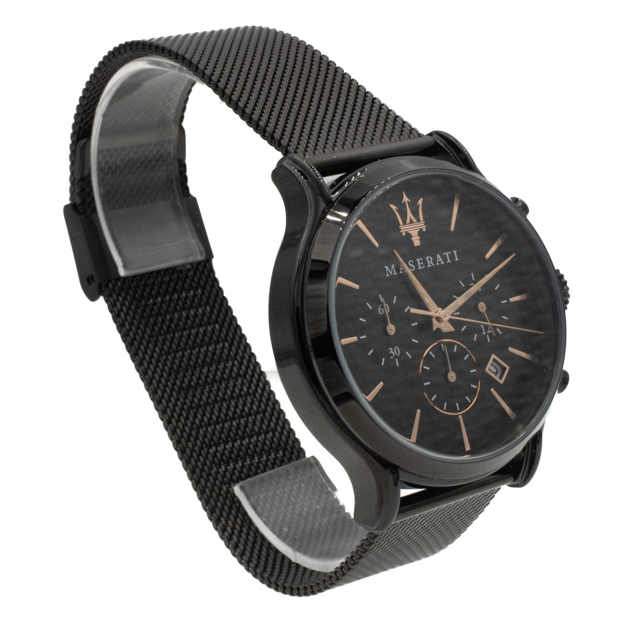 Maserati Epoca Chronograph Black Dial Black Mesh Strap Watch For Men - R8873618013