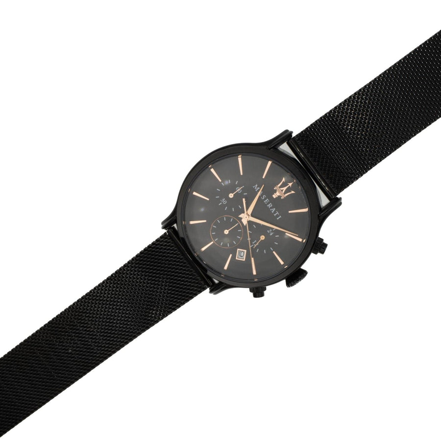 Maserati Epoca Chronograph Black Dial Black Mesh Strap Watch For Men - R8873618013
