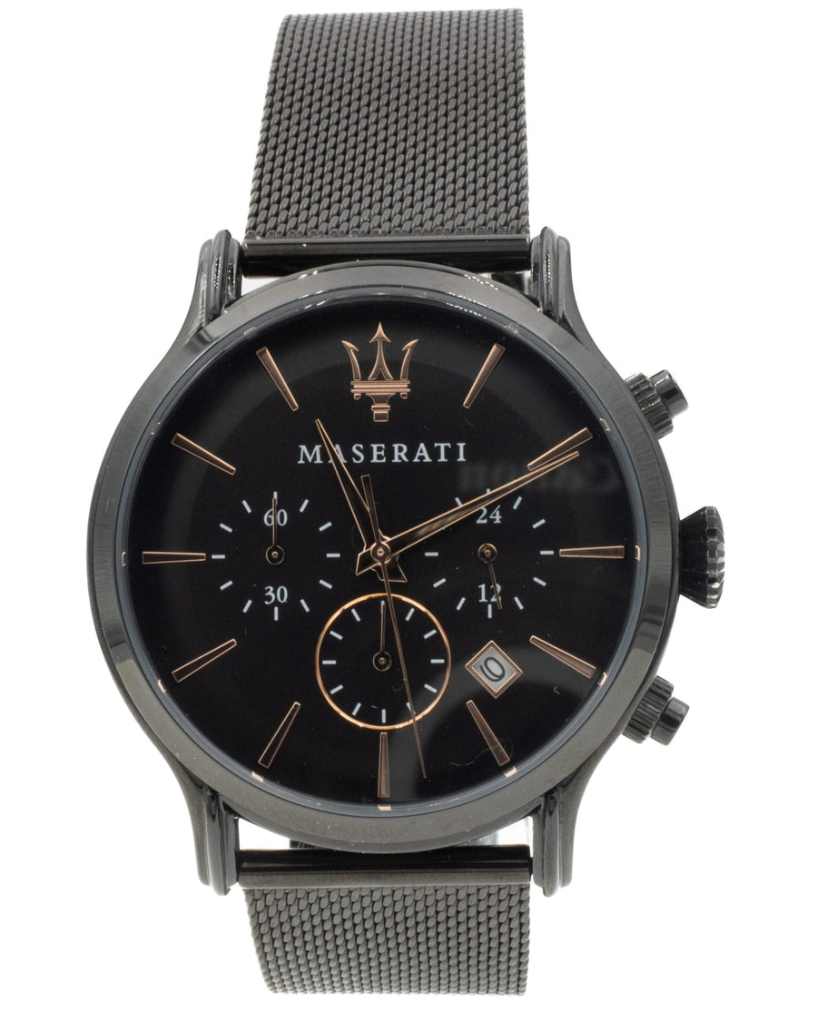 Maserati Epoca Chronograph Black Dial Black Mesh Strap Watch For Men - R8873618013