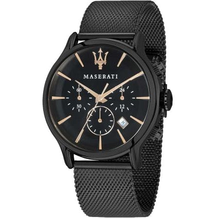 Maserati Epoca Chronograph Black Dial Black Mesh Strap Watch For Men - R8873618013