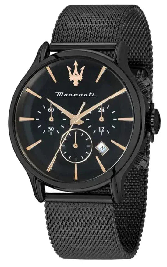 Maserati Epoca Chronograph Black Dial Black Mesh Strap Watch For Men - R8873618013