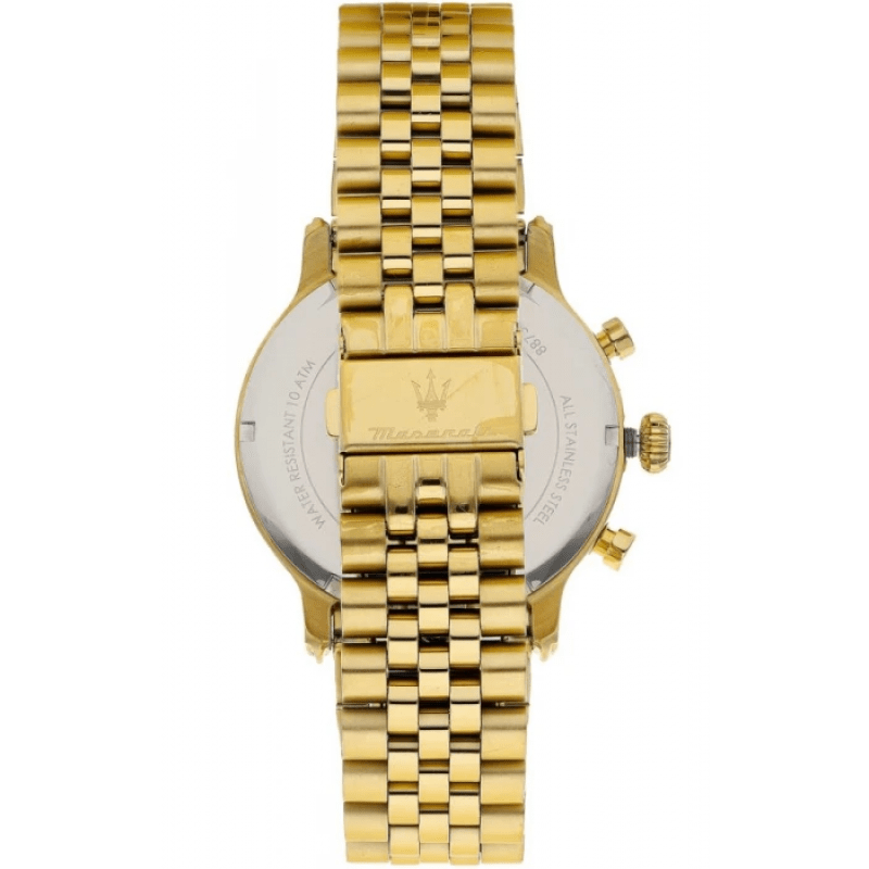 Maserati Epoca Chronograph Black Dial Gold Steel Strap Watch For Men - R8873618023