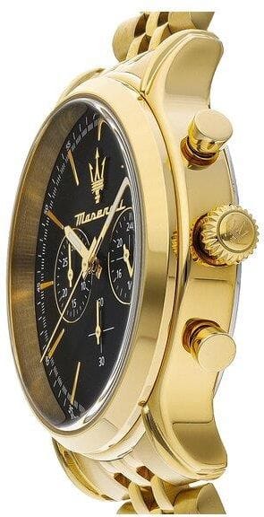 Maserati Epoca Chronograph Black Dial Gold Steel Strap Watch For Men - R8873618023