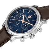 Maserati Epoca Chronograph Blue Dial Brown Leather Strap Watch For Men - R8871618014