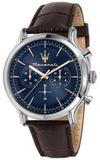 Maserati Epoca Chronograph Blue Dial Brown Leather Strap Watch For Men - R8871618014